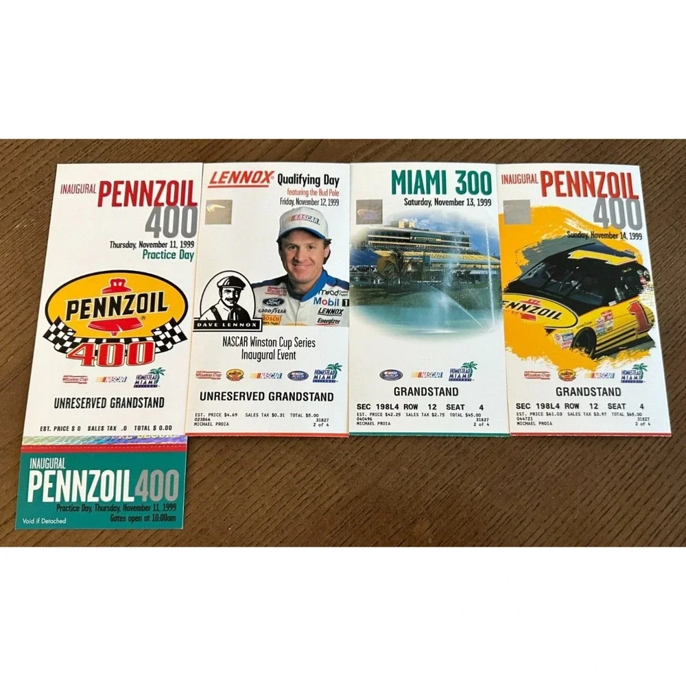NASCAR 11/11-11/14‎ 1999 Inaugural Pennzoil 400 Homestead Miami Speedway Tickets